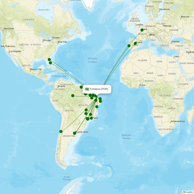 Route map over FOR airport