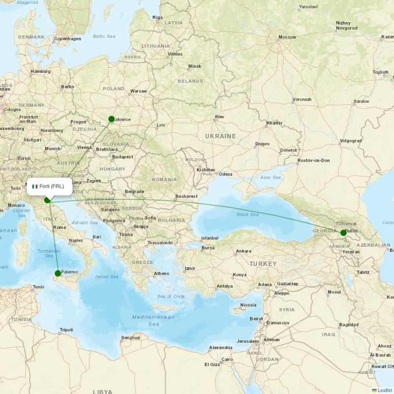 Route map over FRL airport