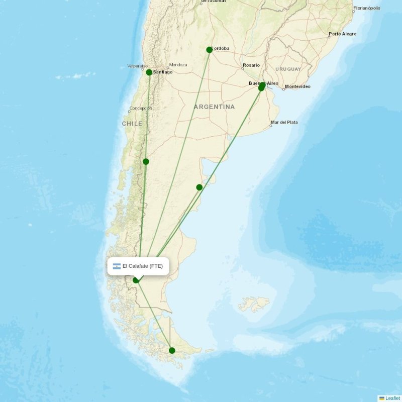 Route map over FTE airport