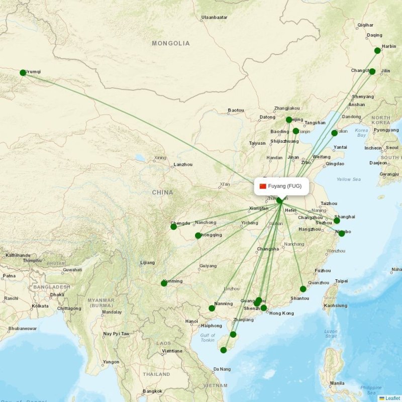 Route map over FUG airport