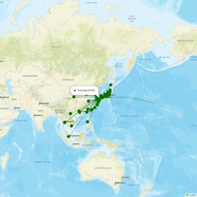 Route map over FUK airport