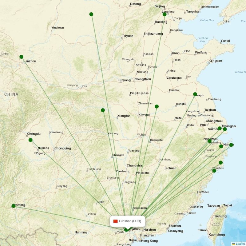 Route map over FUO airport
