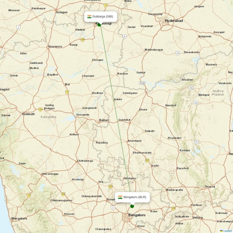 Route map over GBI airport