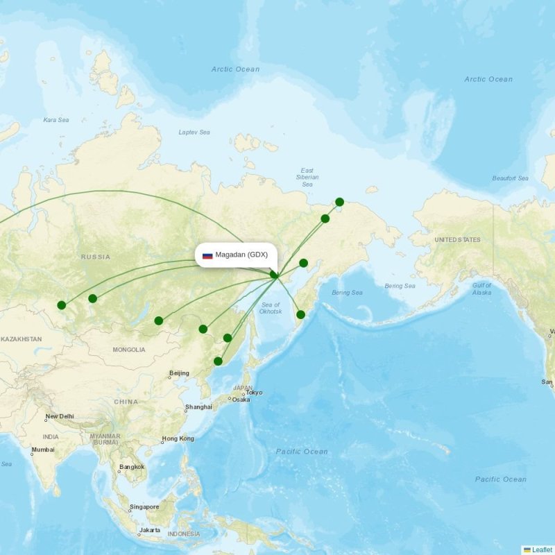 Route map over GDX airport