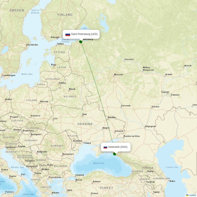 Route map over GDZ airport