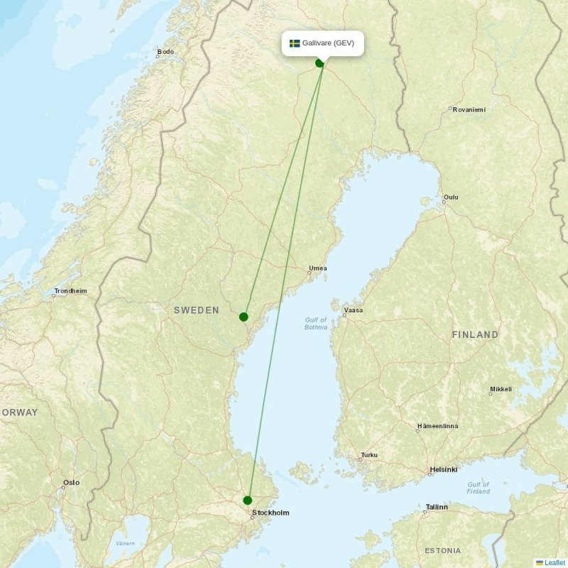 Route map over GEV airport
