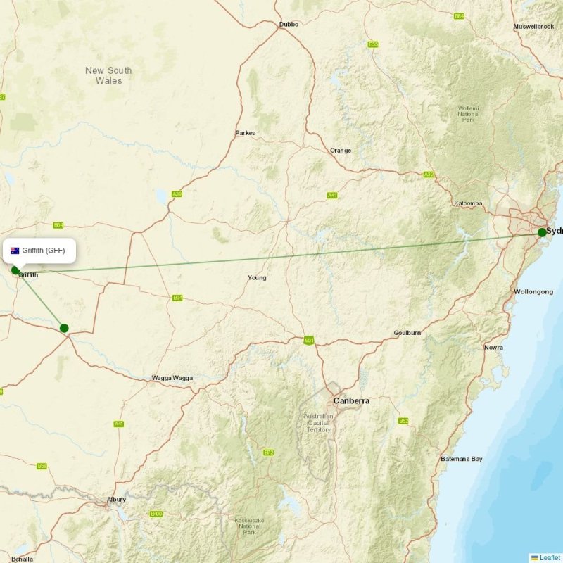 Route map over GFF airport