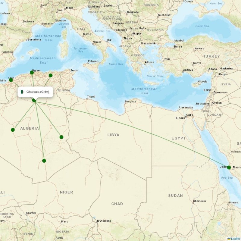 Route map over GHA airport