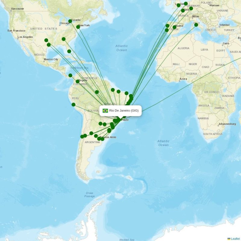 Route map over GIG airport