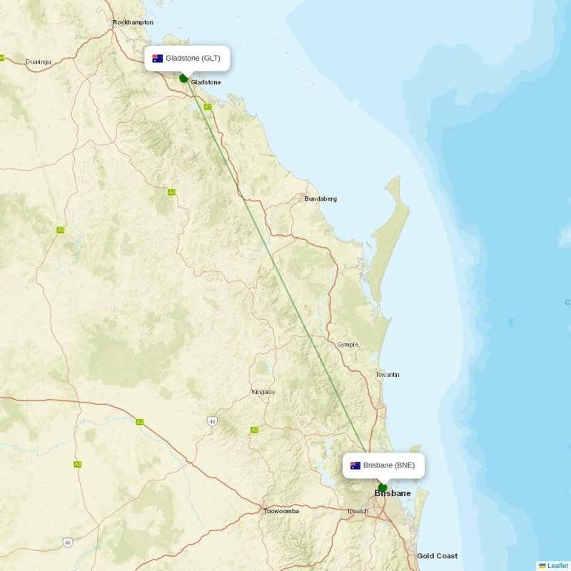 Route map over GLT airport
