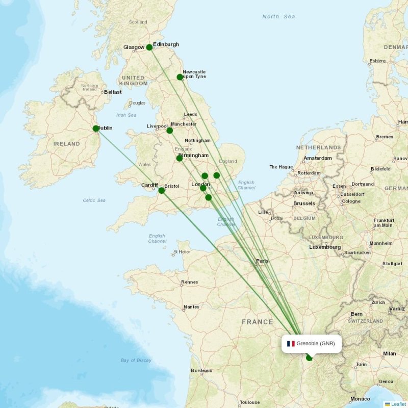 Route map over GNB airport