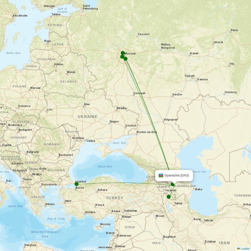 Route map over GNJ airport