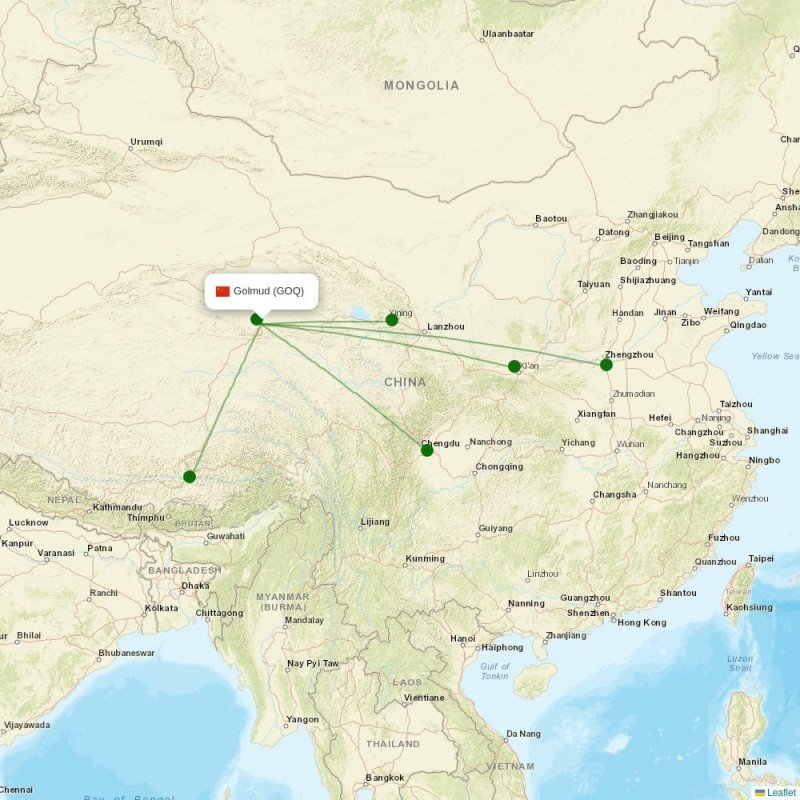 Route map over GOQ airport