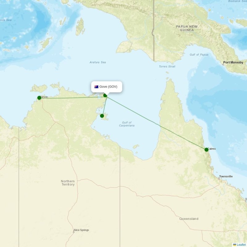 Route map over GOV airport