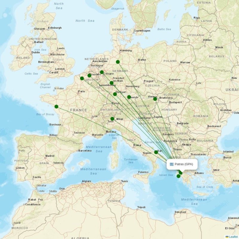 Route map over GPA airport