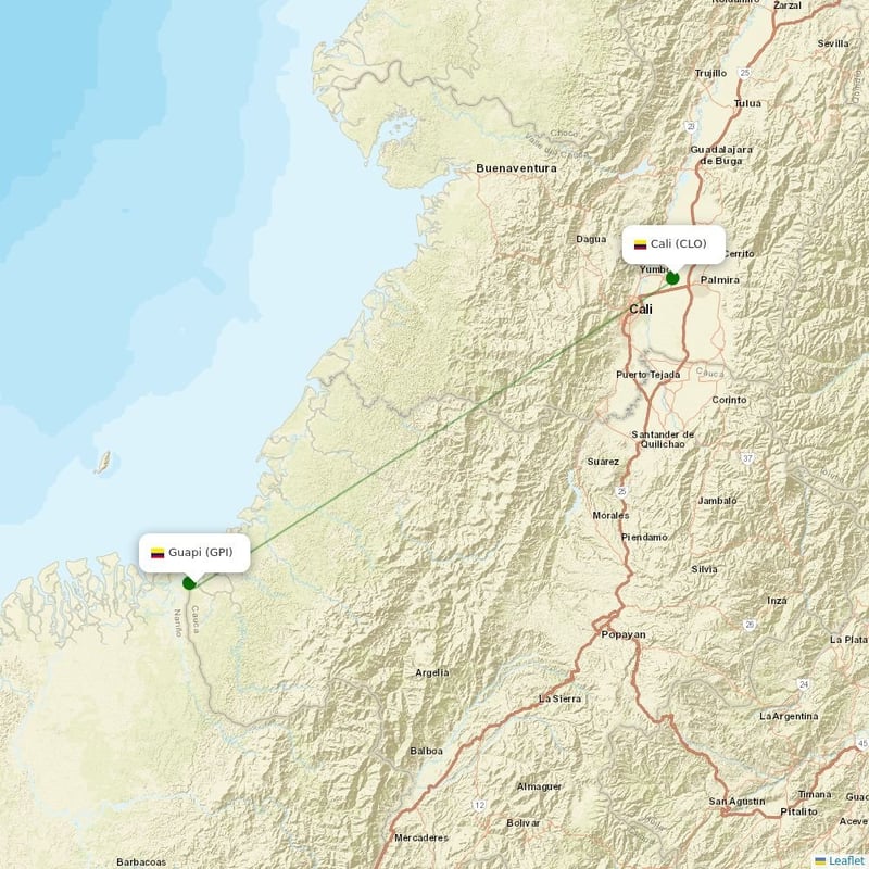 Route map over GPI airport