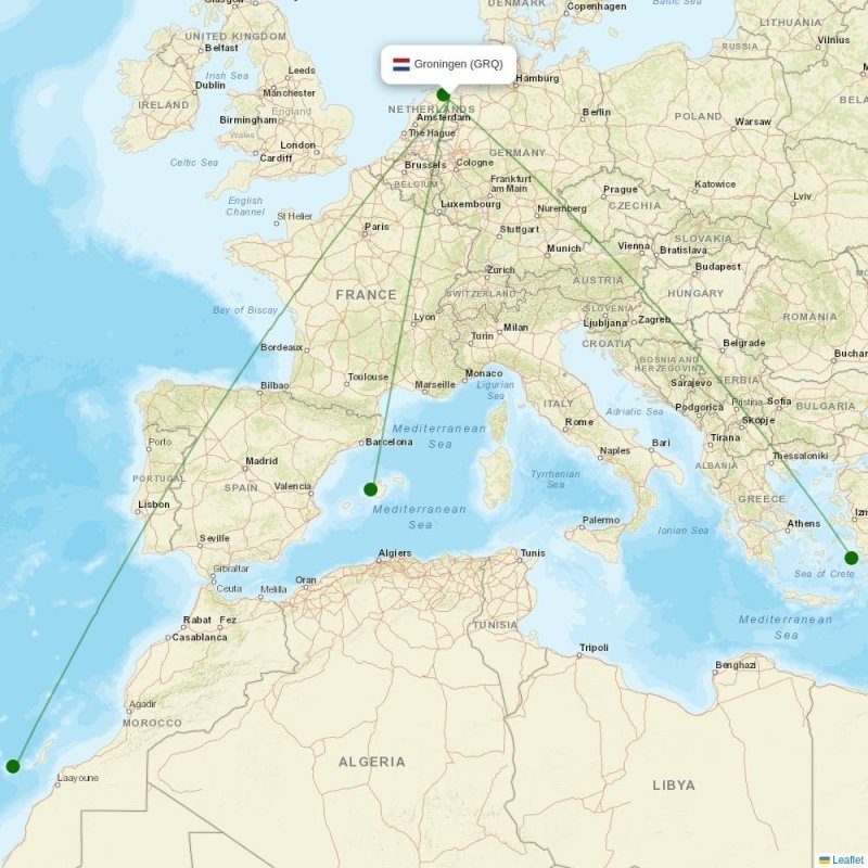 Route map over GRQ airport