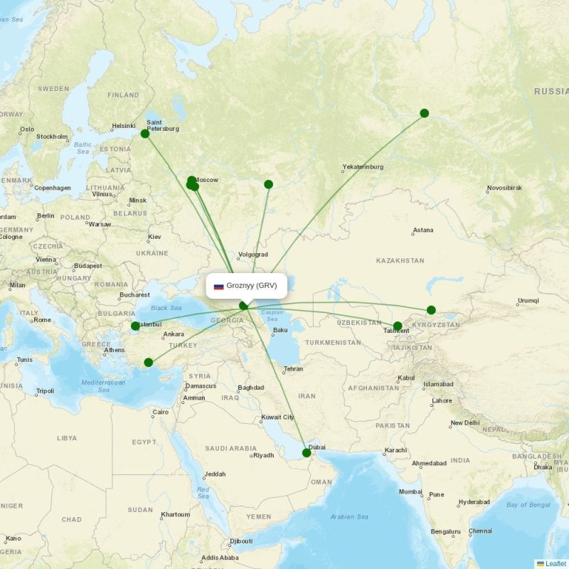 Route map over GRV airport