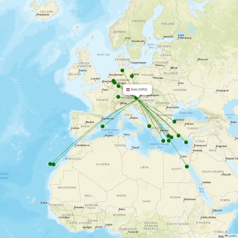 Route map over GRZ airport