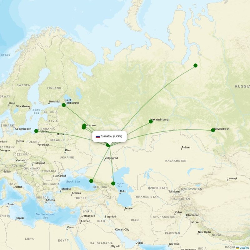 Route map over GSV airport