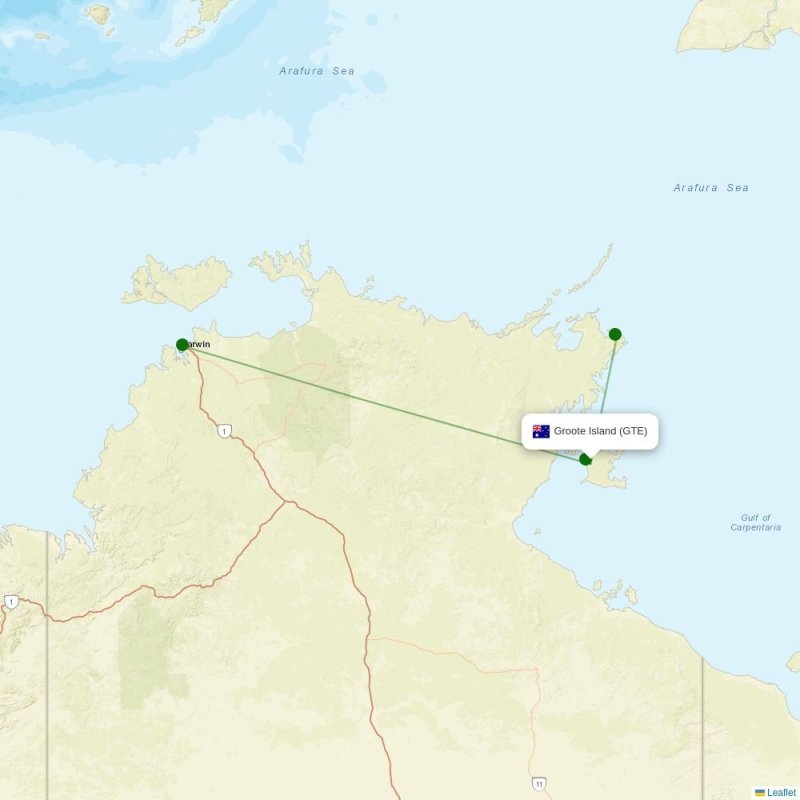 Route map over GTE airport