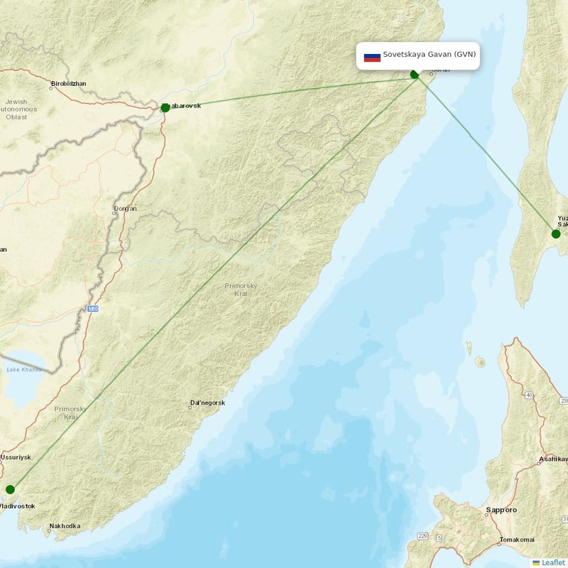 Route map over GVN airport