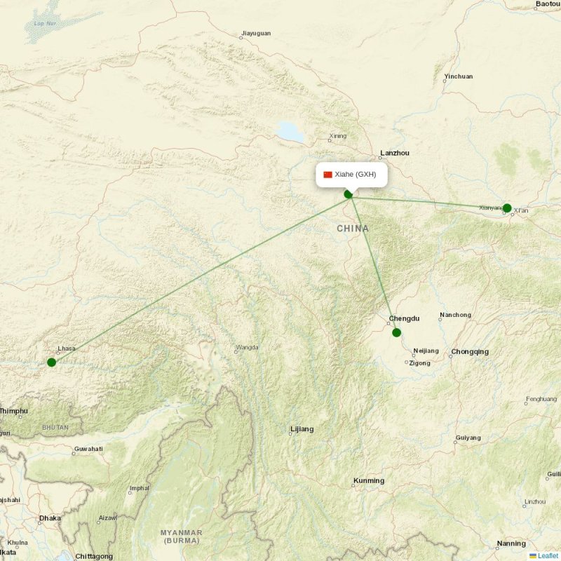 Route map over GXH airport