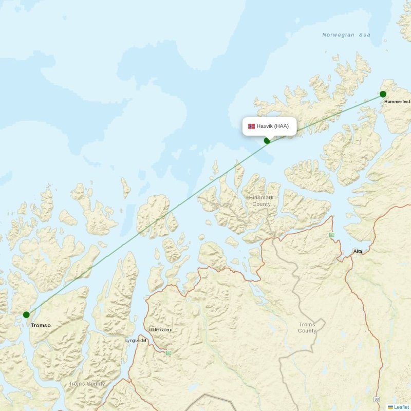 Route map over HAA airport