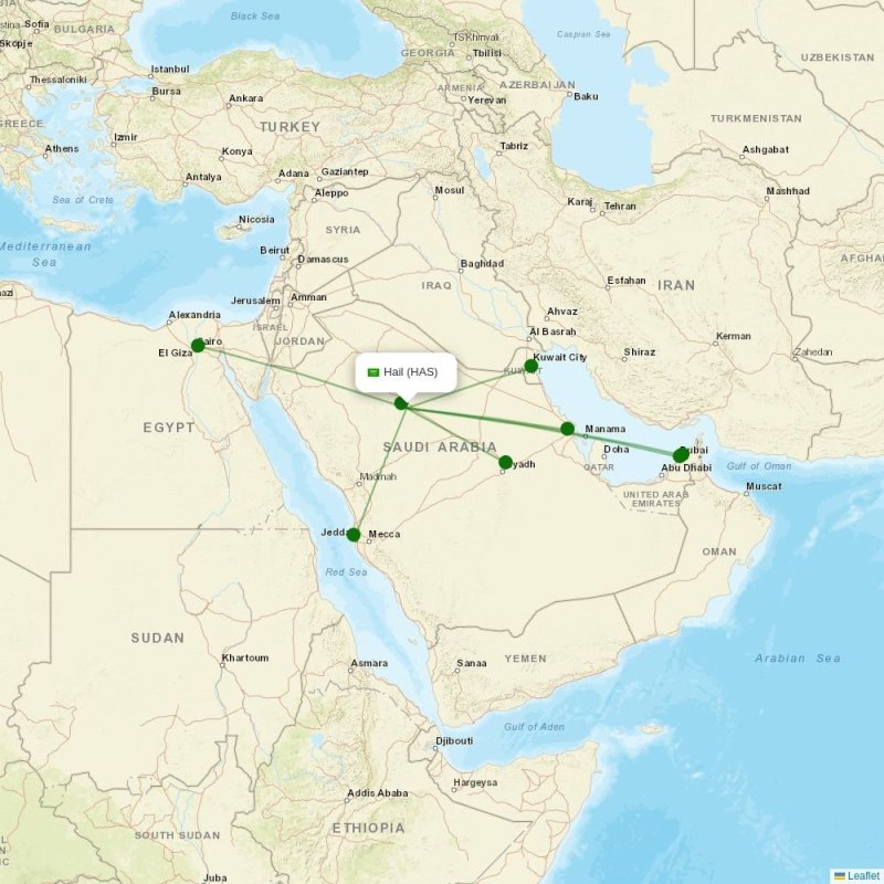 Route map over HAS airport