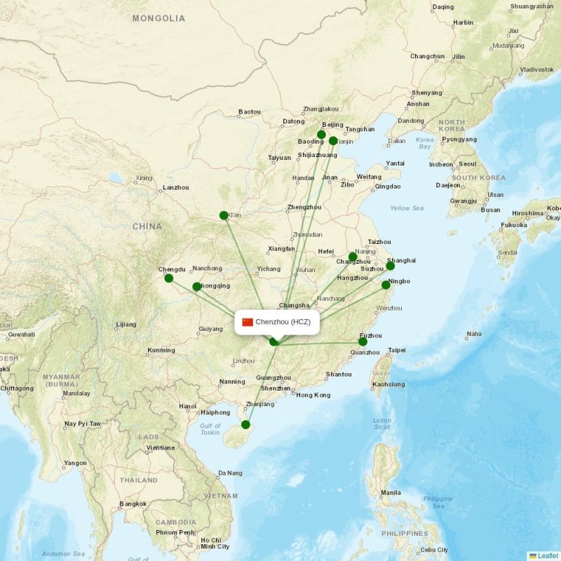 Route map over HCZ airport