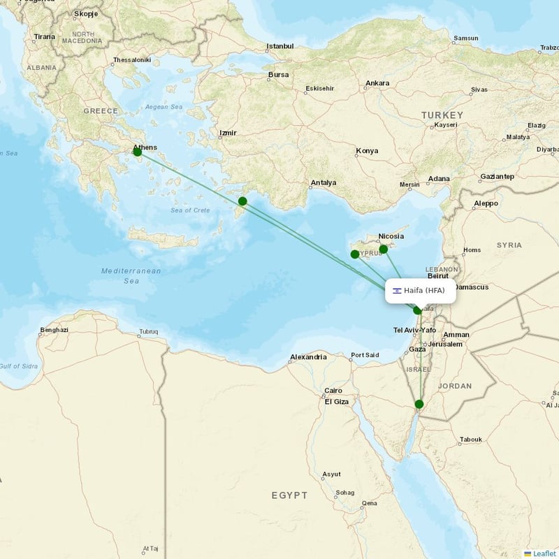 Route map over HFA airport