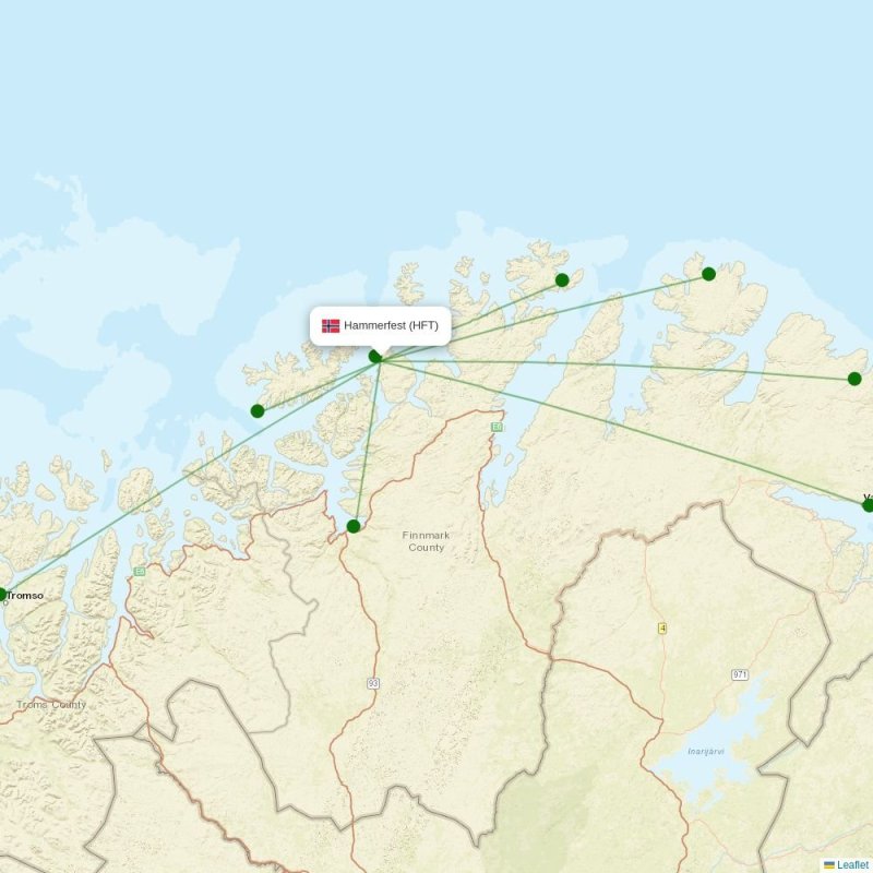Route map over HFT airport