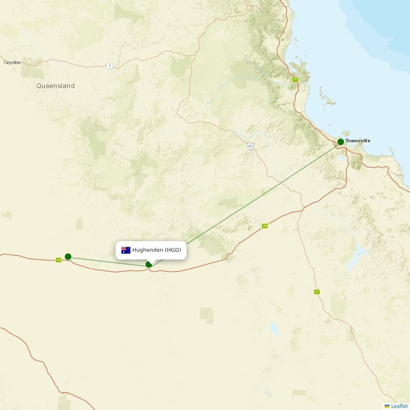 Route map over HGD airport