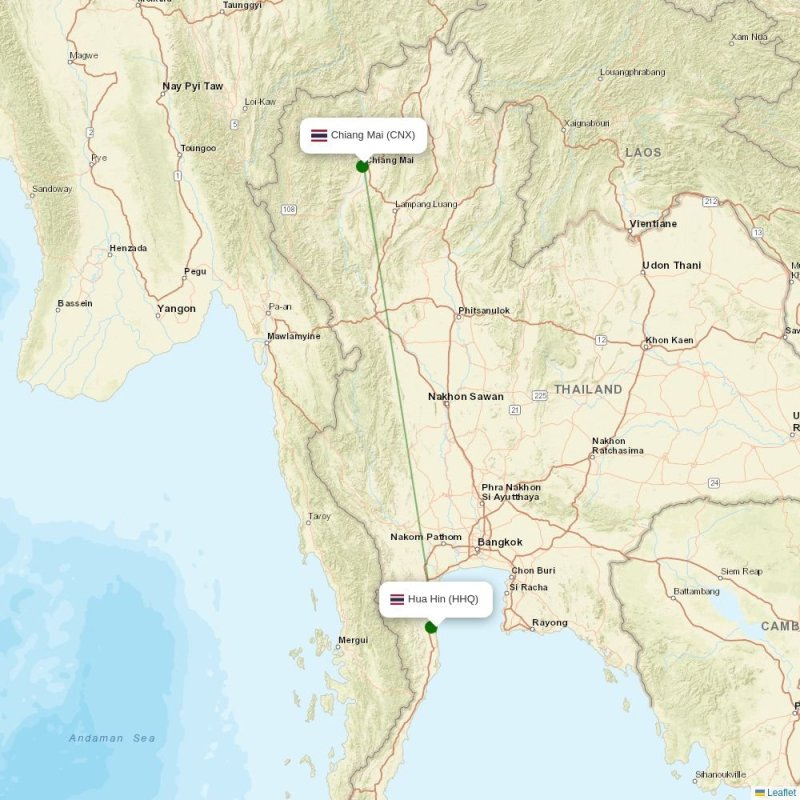 Route map Hua Hin  HHQ airport