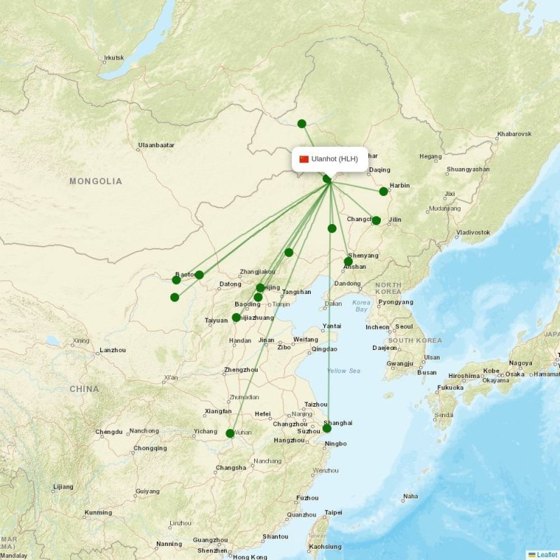 Route map over HLH airport