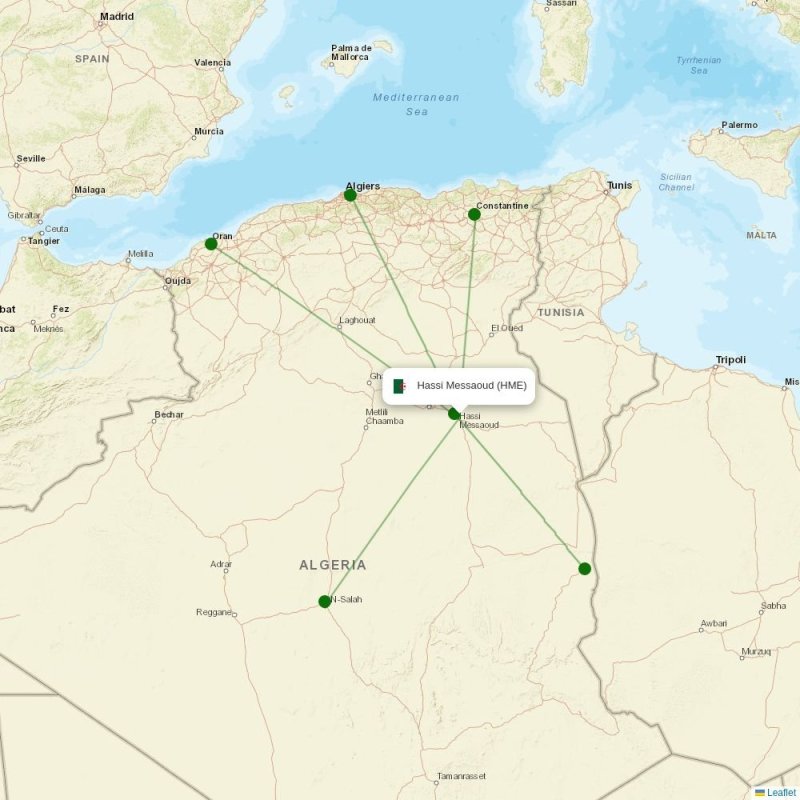 Route map over HME airport