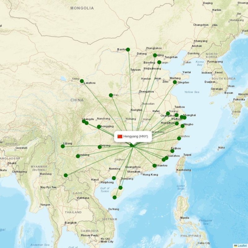 Route map over HNY airport