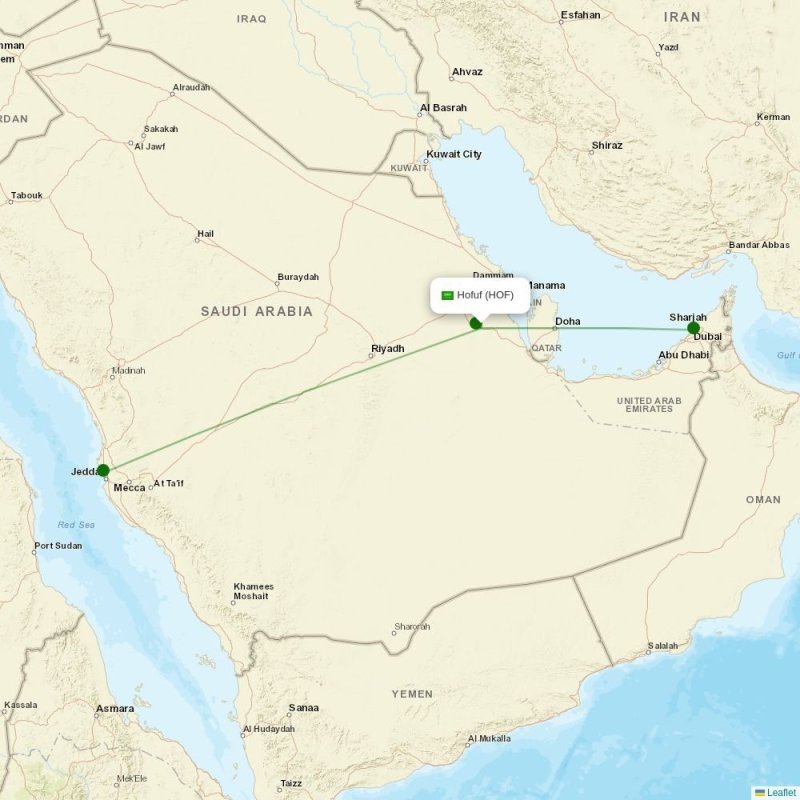 Route map over HOF airport
