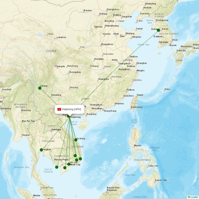 Route map over HPH airport
