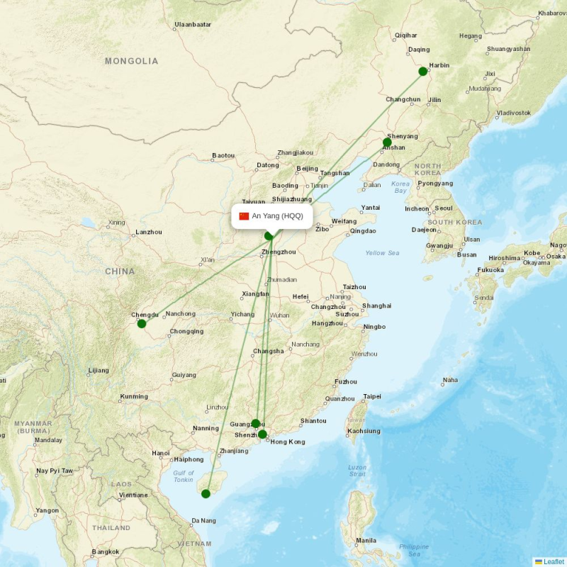 Route map over HQQ airport