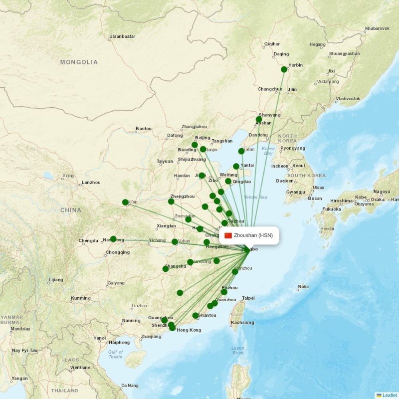 Route map over HSN airport