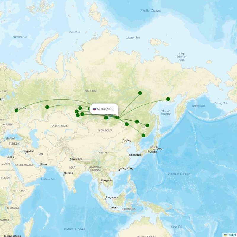 Route map over HTA airport