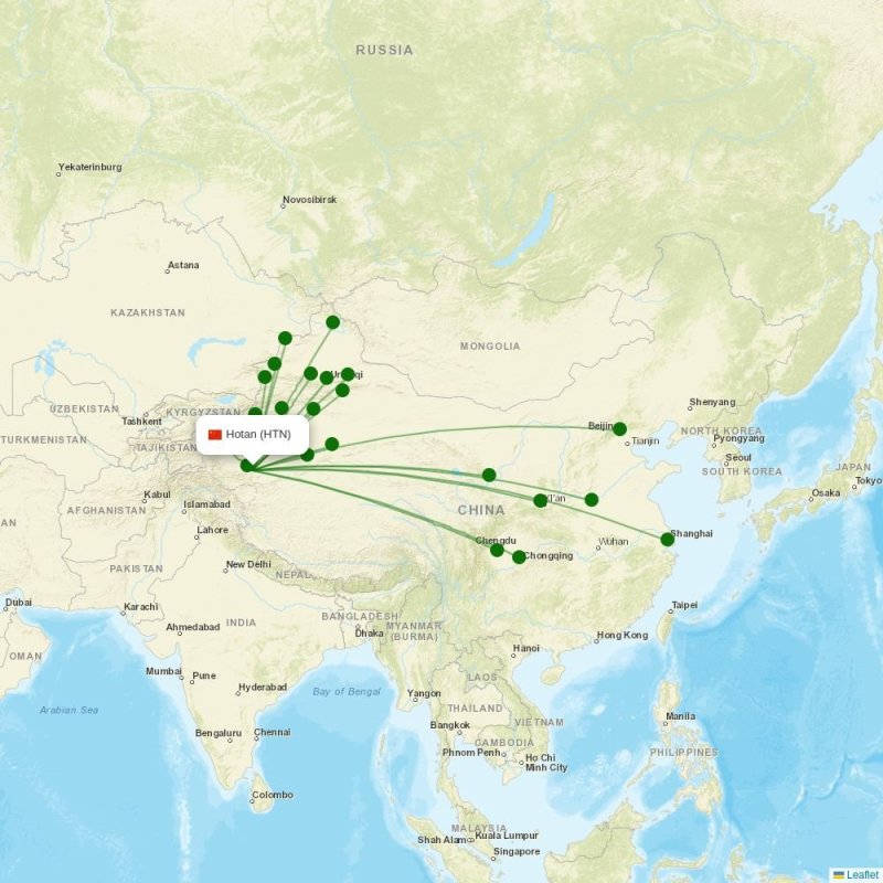 Route map over HTN airport