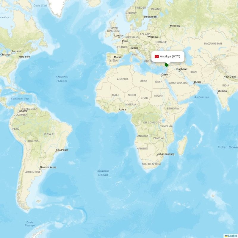 Route map over HTY airport