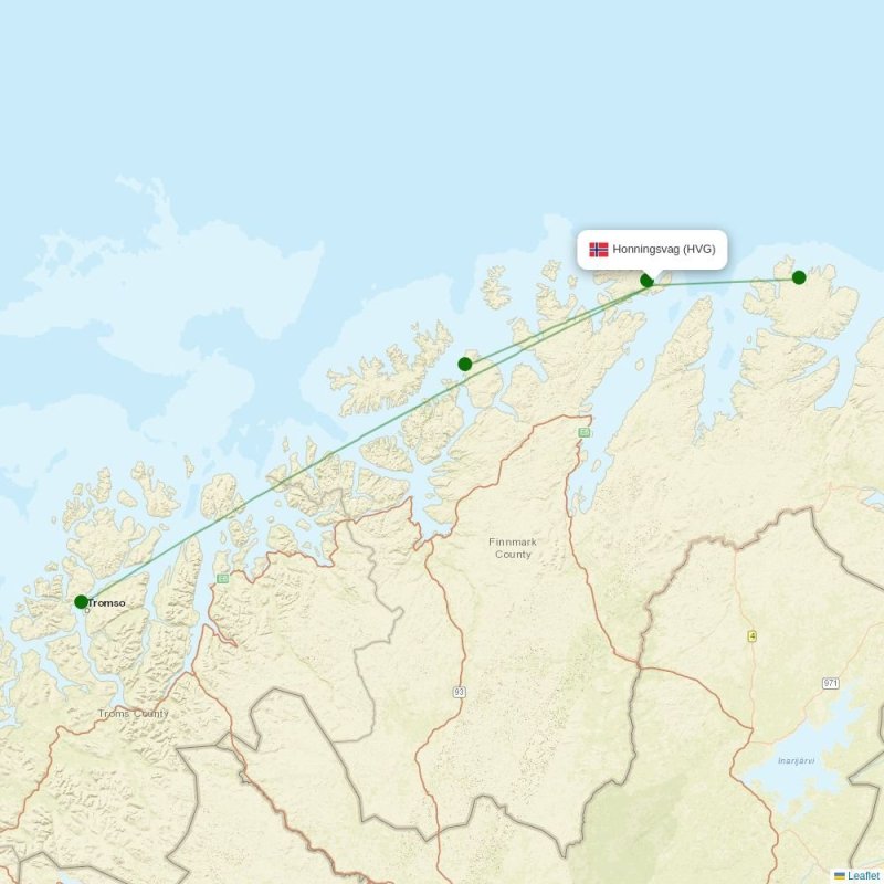 Route map over HVG airport