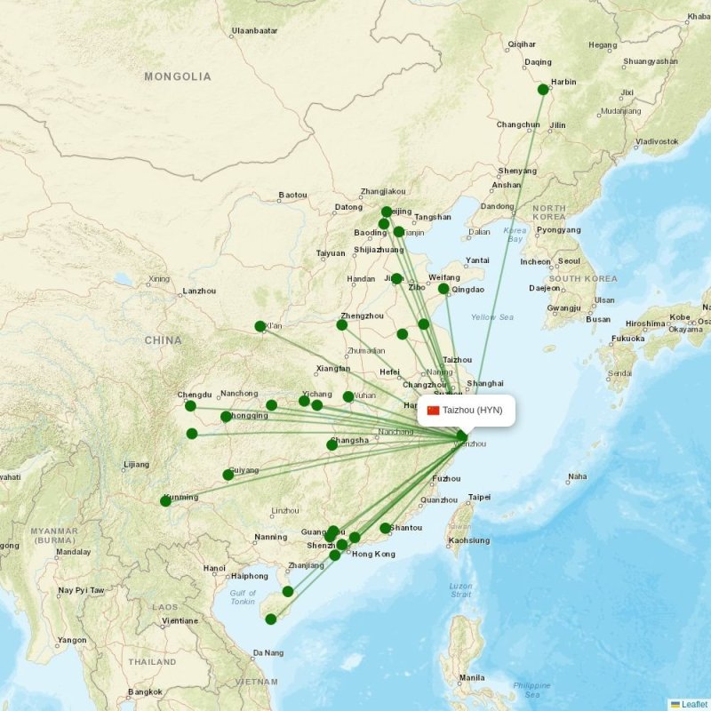 Route map over HYN airport