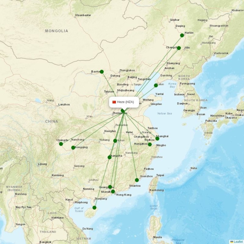 Route map over HZA airport