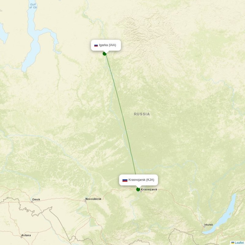 Route map over IAA airport