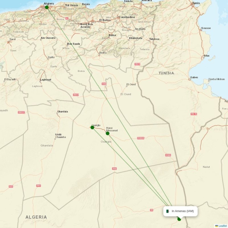 Route map over IAM airport