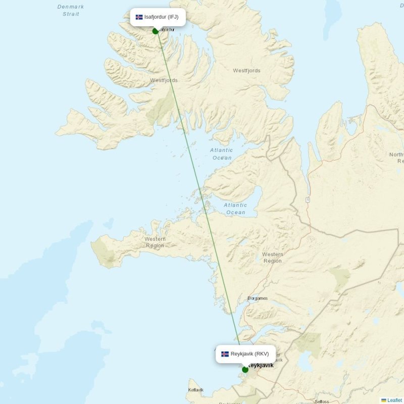 Route map over IFJ airport